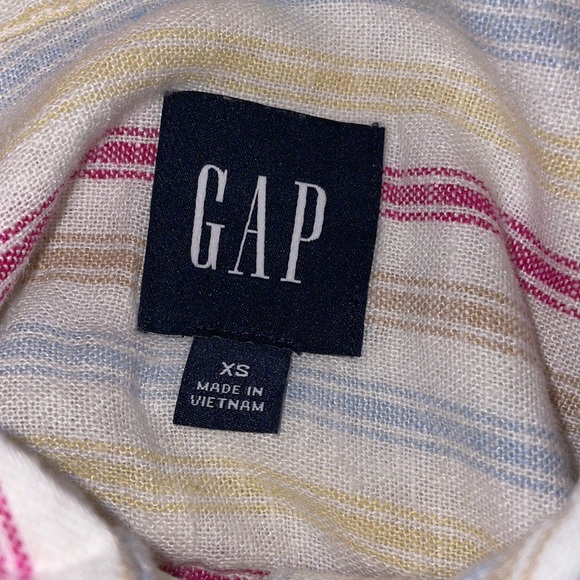 Gap Lightweight Long Sleeve Collared Linen Button Down Top (Dotted Sun Stripe) - Picture 3 of 5